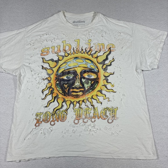 Other - Sublime Distressed Long Beach Trippy Sun Face Vintage Style Short Sleeve Shirt